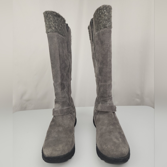 BareTraps Gray Sweater Cuff & Suede Faux Fur Lined Tall Boots 9 M Warm Winter - Picture 7 of 12
